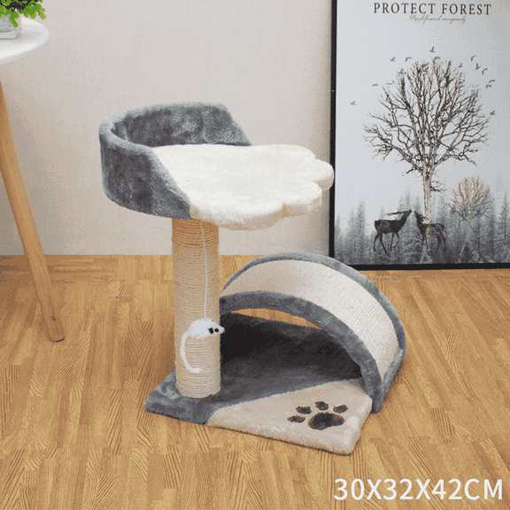 8 Side 2-Level Premium Bridge Cat Kitten Scratching Post Set with Blue Cat Bridge