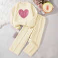 thumbnail image 5 of NAISIBABY Big Girls Sets 2-Piece, Glitter Heart Pullover Sweatshirt and Straight Leg Pants Kids Fall Winter Fashion Outfits Beige 11T, 5 of 5