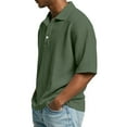 thumbnail image 4 of Dwelliawo Mens Short Sleeve Polo Shirts Golf Color Block Henley Shirt with Collar Big and Tall Casual Tshirts Comfort Button Up Waffle Shirts Army Green M, 4 of 8