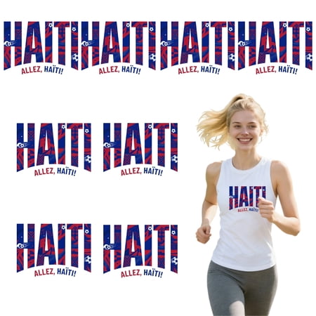 8 large-sized iron-on transfer sheets , DTF Transfer Ready to Press for T-Shirts, Haiti Pattern With Red Blue And White Colors, Waterproof Heat Transfer Vinyl for Apparel(28CM-11.02in)