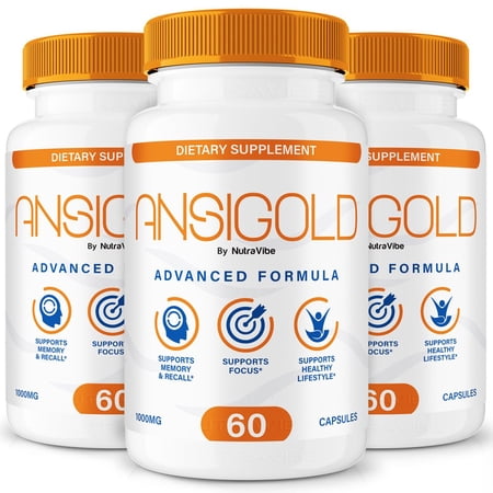 (3 Pack) Ansigold – Daily Formula with a Natural Blend to Help Maintain Focus, Memory & Concentration | Clean, Gentle, Easy-to-Swallow Capsules for Everyday Sharpness (180 Capsules)