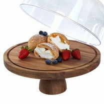 Blueek Wooden Cake Display Stand with Clear Acrylic Cover, Dustproof Dessert Showcase for Weddings & Events, Durable Snack Holder