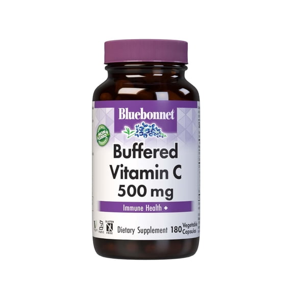 Bluebonnet Buffered Vitamin C 500mg with Calcium Ascorbate for Immune Health*, 180 Caps