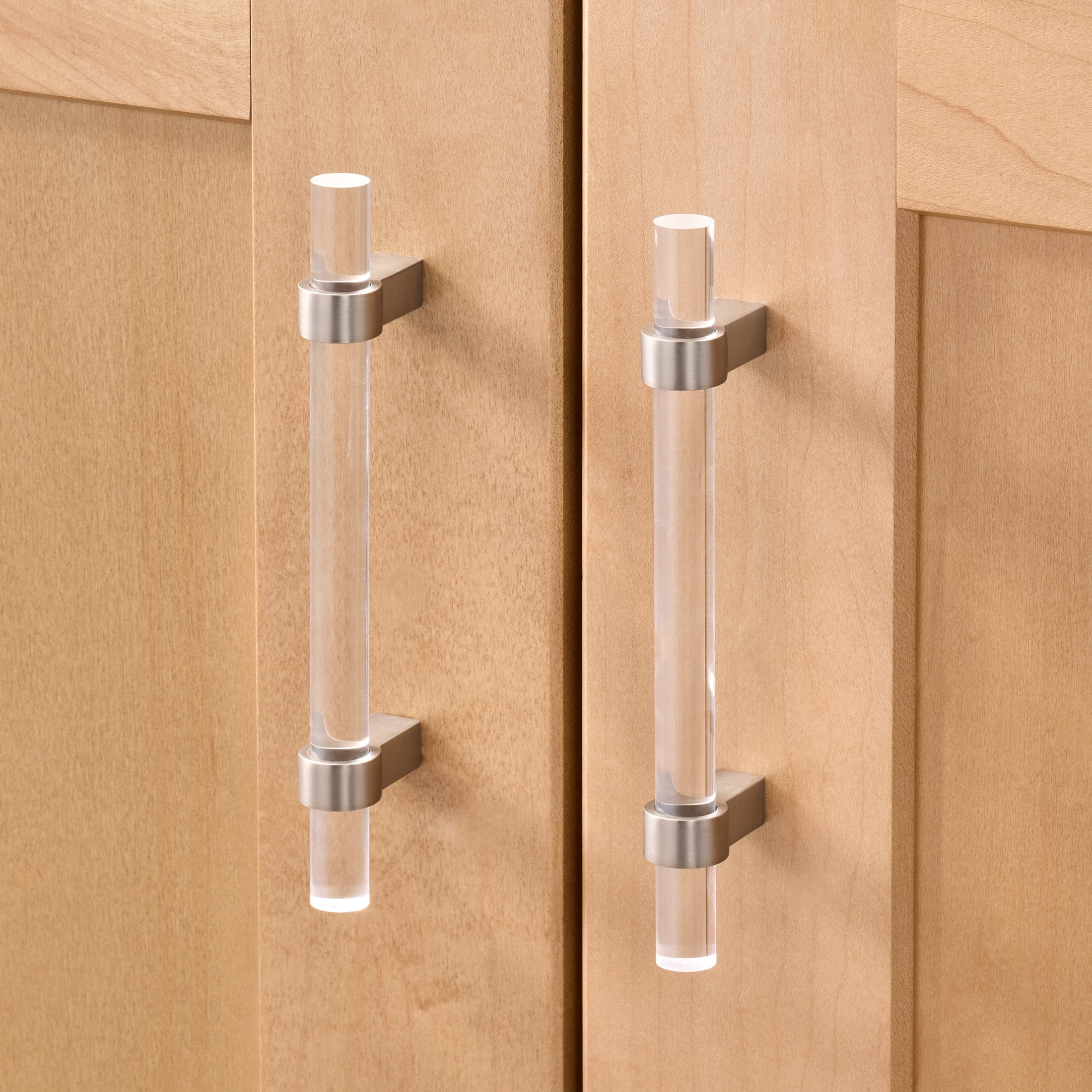 Better Homes & Gardens 3.75" Acrylic Pull, 2 Pack, Brushed Nickel