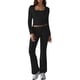 thumbnail image 3 of Conjuntos de Salón para Mujer, Conjuntos Casuales Y2K de 2 Piezas, Tops Cortos de Corta, Pantalones Acampanados con Pliegues y Chándales. Negro L, 3 of 9