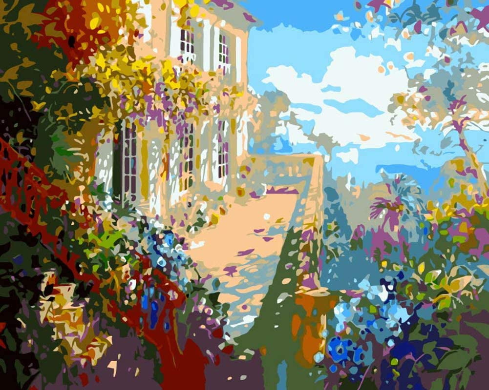 Paint by Numbers Landscape Kits with Brushes and Acrylic Pigment DIY Ca