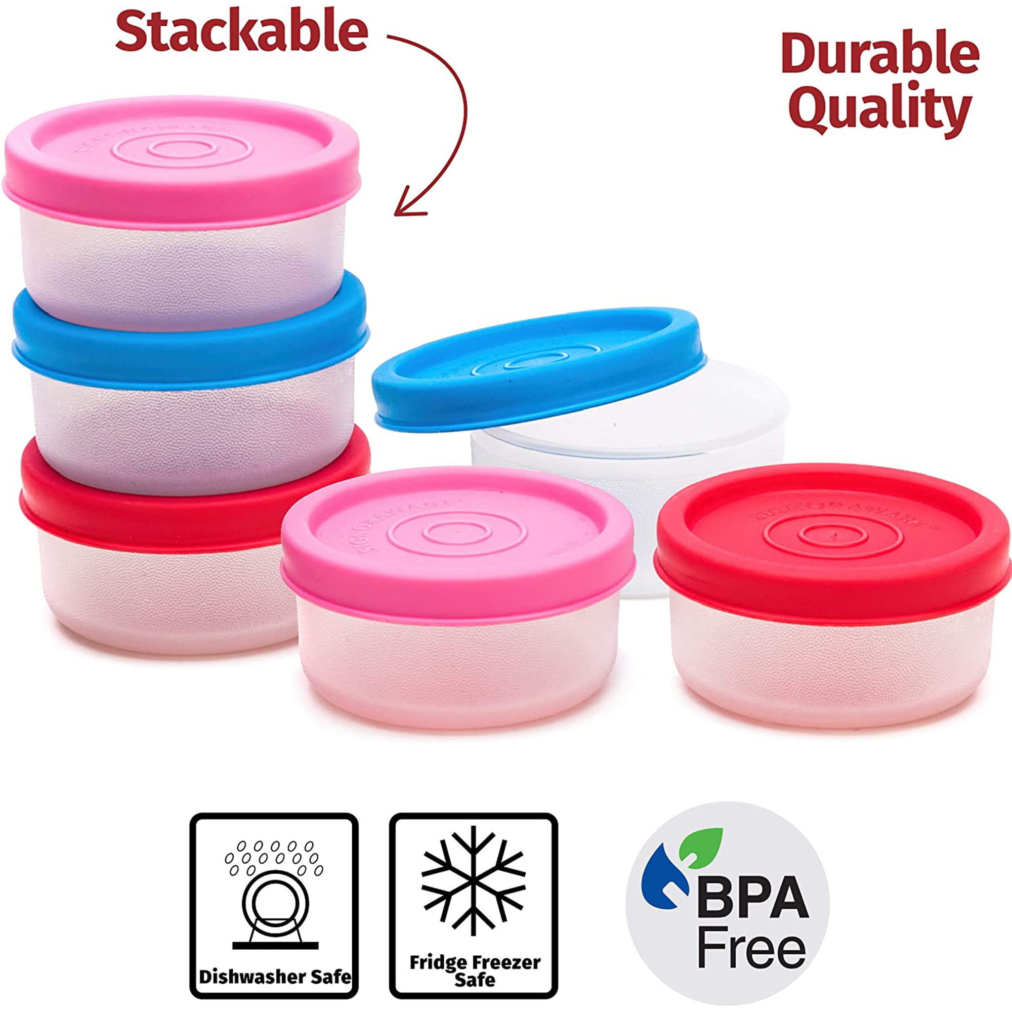 LELE LIFE 6Pcs Mini Food Storage Containers, Leakproof Lids, Condiment  Sauce Containers, Mini Freezer Storage Containers Airtight Containers
