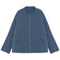 thumbnail image 4 of kamemir Lightweight Jacket Women Women's Long Sleeve Front Bomber Jacket with Ribbed Cuffs(Blue,XXL), 4 of 5