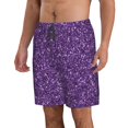 thumbnail image 2 of KLL Purple Glitter Men's Casual Summer Beach Shorts Hawaiian Shorts with Pockets-XX-Large, 2 of 5