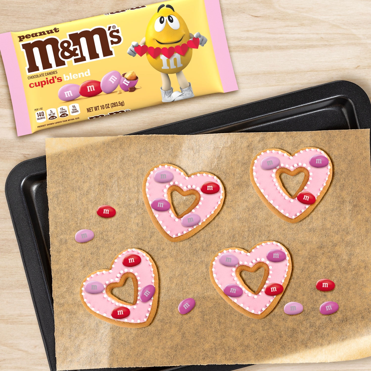 (2 pack) M&M’s Peanut Milk Chocolate Valentine’s Day Candy - 10 oz Bag