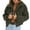 Green, variant on Douhoow Women Winter Warm Coat Solid Color Zipper Jacket Long Sleeve Fluffy Fleece Jacket