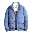 thumbnail image 2 of XMMSWDLA Deals Clearance Mens Plus Top Solid Casual Thicken Zipper Stand-up Collar Keep Warm Jacket Coats, 2 of 8