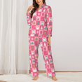 thumbnail image 2 of Vsdgher Pink Christmas Cheer Pajamas Set Long Sleeve Sleepwear Womens Button Down Nightwear Pj Sets-Small, 2 of 7