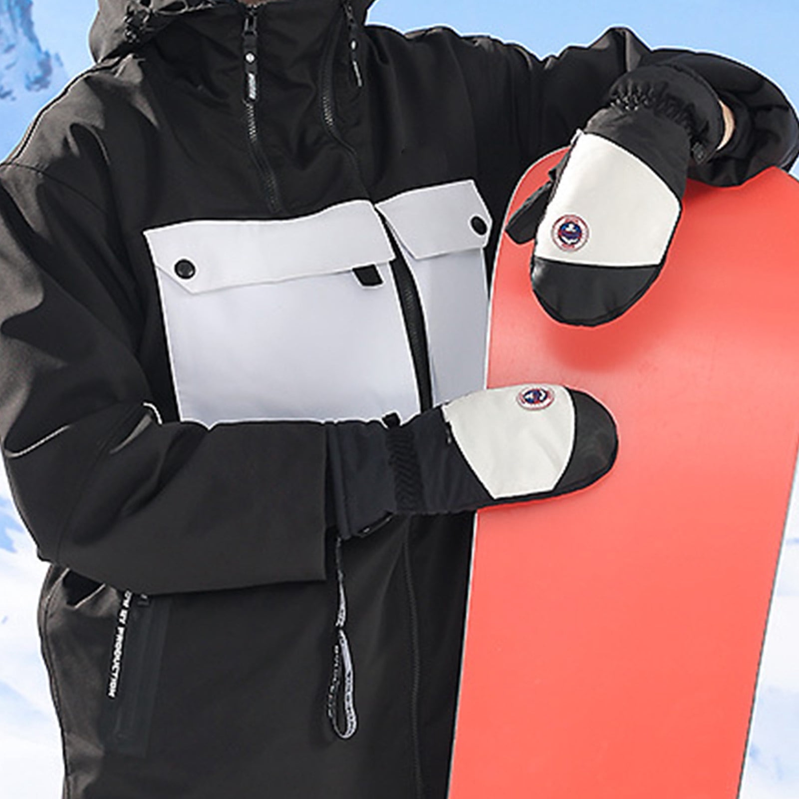 Sportteer Skiing Mittens Thickened Plush Fleece Mittens Winter Warm Mittens 1 Pair for Men Women Outdoor Sports Cold Weather Thermal Plush Liner Windproof Waterproof Snow