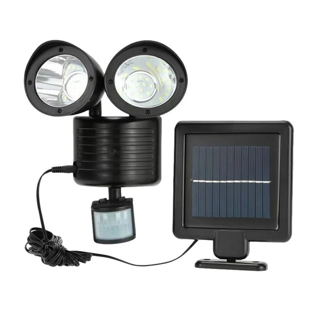 EeaseMX Lámpara de pared de inducción solar, focos de doble extremo, farola solar de doble cabezal, lámpara de pared solar LED