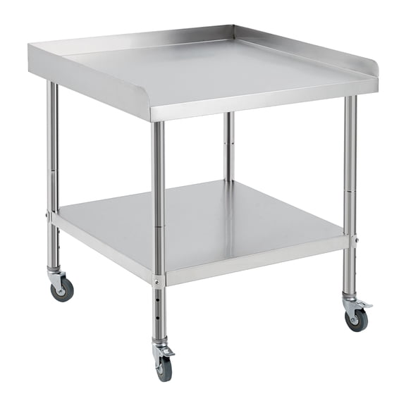 30x30x30 Stainless Steel Grill Stand Table with Wheels, NSF Certified 400 lb Capacity, Adjustable Legs, 2" Edge Baffle, Heavy Duty Equipment Stand for Restaurant Kitchen, Hotel, Home Outdoor BBQ