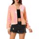 thumbnail image 1 of Chaqueta bomber de mujer INSPIRE CHIC con lentejuelas, cierre de cremallera y bolsillos ocultos, color rosa, 1 of 7