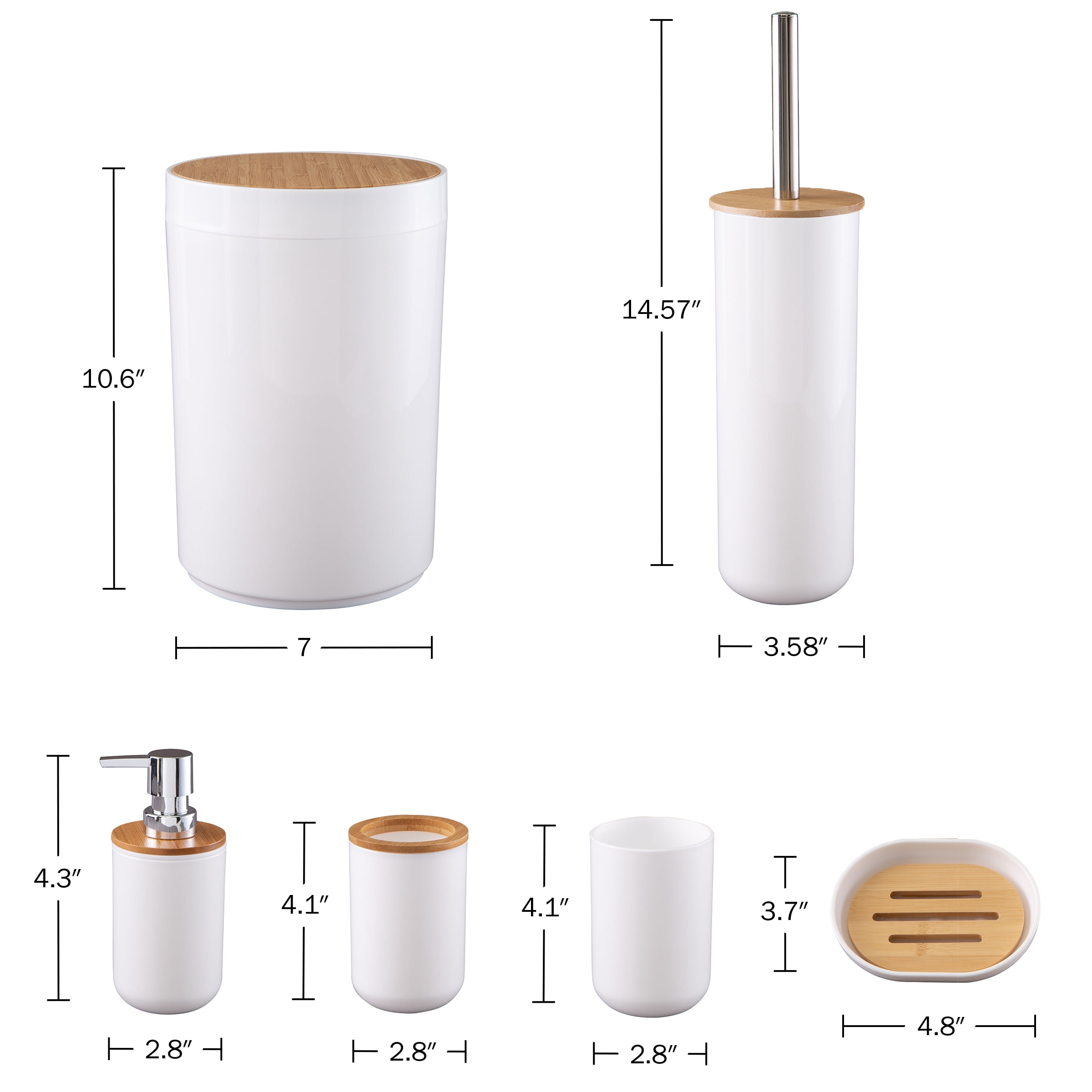 Home-Complete 6-Piece Complete Bathroom Accessories Set (White)