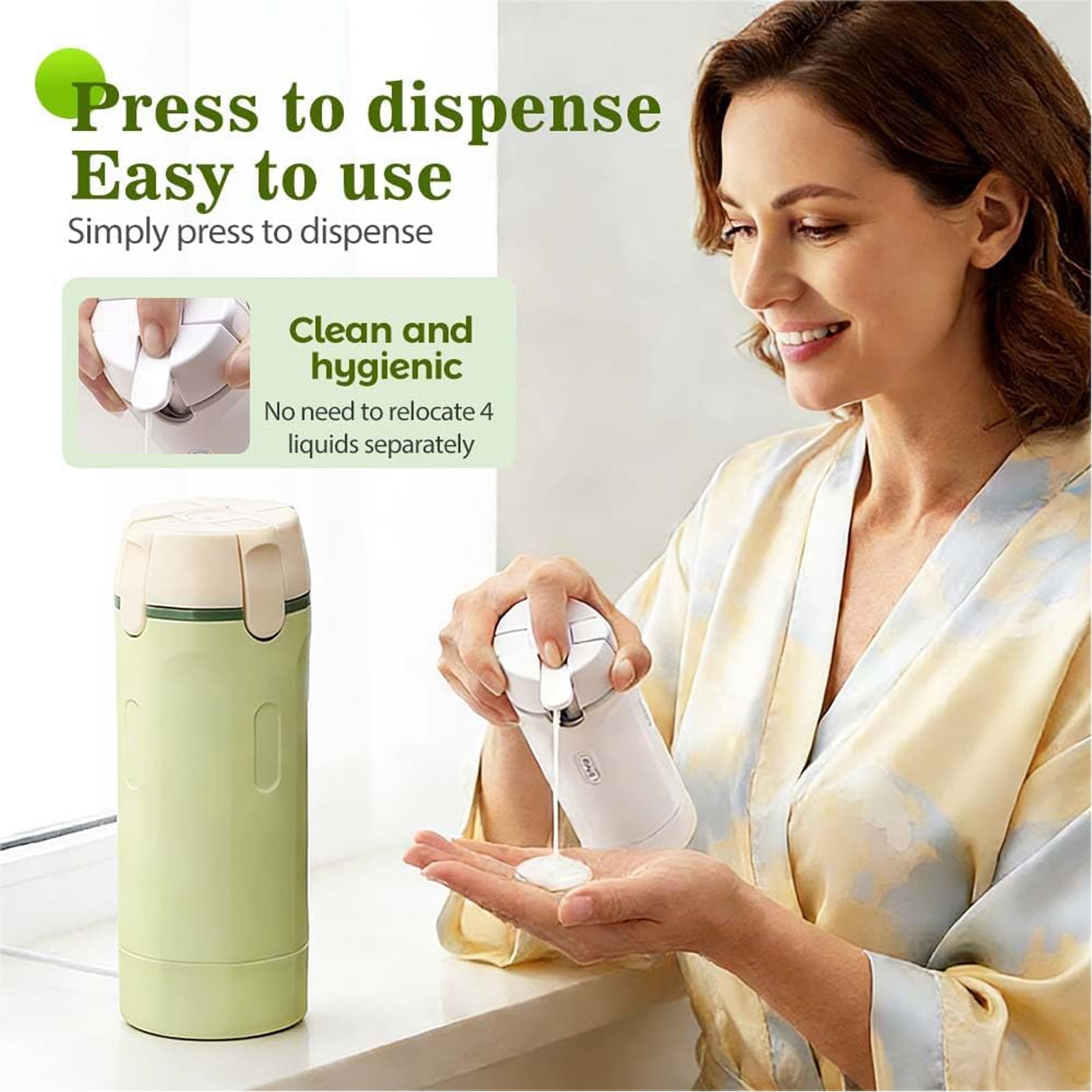 4-in-1 Travel Dispenser Bottle,4-in-1 Refillable Travel Dispenser Bottles for Toiletries,Portable Leak Proof Pump Toiletry Containers with Scale and Label,for Shampoo Lotion Conditioner Cream