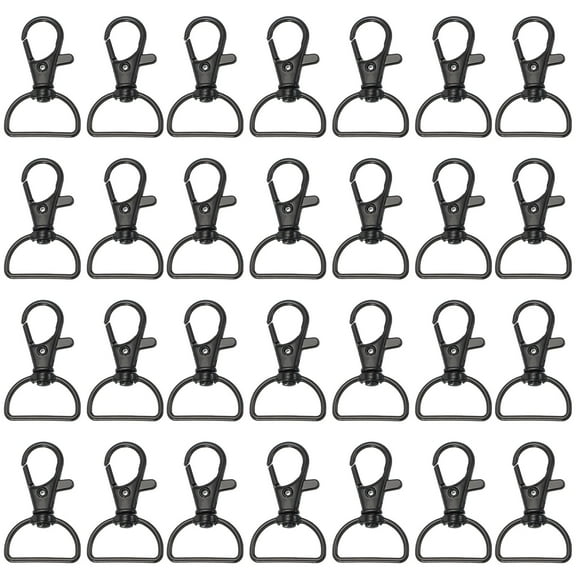 Swivel Clasp Hooks 3/4 Inch (21mm), 35 Pcs Metal Lobster Claw Clasp for Keychain Making, Black