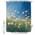thumbnail image 2 of Shower Curtain Bathroom Set Watercolor Wildflower Flower Leaves Waterproof Fabric Shower Curtains with Grommets&Hooks, Oil Painting Art Privacy Bath Curtain for Bathtub 60x72in, 2 of 3