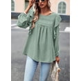 thumbnail image 5 of PRETTYGARDEN Women's Long Sleeve Blouses Ruffle Swiss Dot Crochet Loose Fit Spring Fall Tunic Dressy Casual Tops, 5 of 10