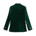 thumbnail image 2 of Chaqueta de traje de terciopelo para mujer verde oscuro, 2 of 4