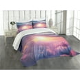 thumbnail image 3 of Ambesonne Sun Quilted Bedspread Set 3 Pcs, Surreal Sky Fluffy Clouds, King Size, Pale Pink Pale Blue, 3 of 5