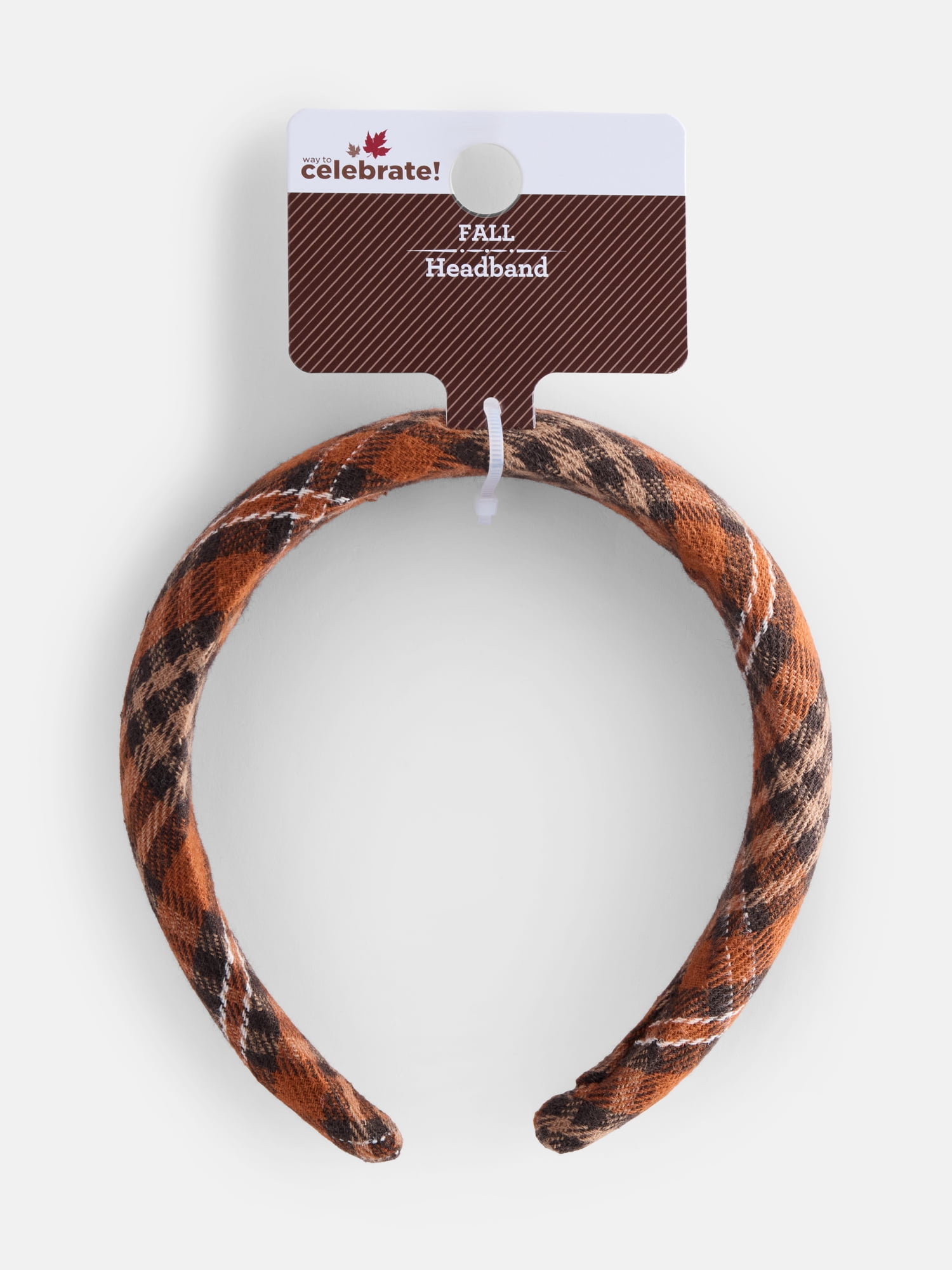 Way To Celebrate Women's Plaid Headband, Brown
