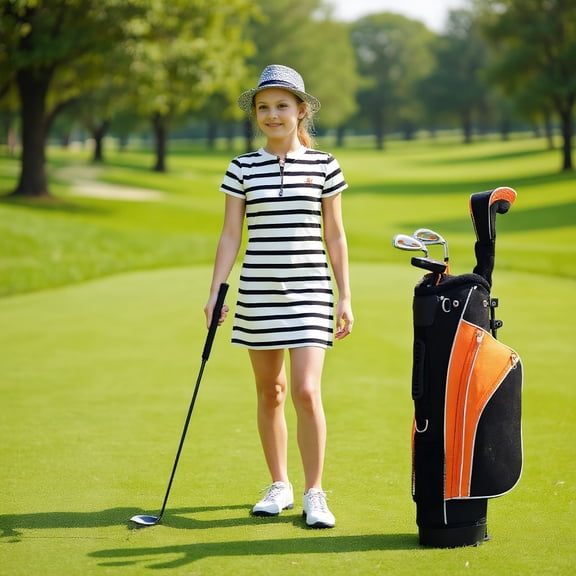Resenkos Golf Clubs Set, Golf Set,Complete Golf Club Set for Children Age 8-10-Orange