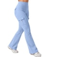 thumbnail image 5 of Lumtrix Women Workout Flare Leggings with Pockets Yoga Pants High Waisted Tummy Control Cargo Leggings Sky Blue M, 5 of 6