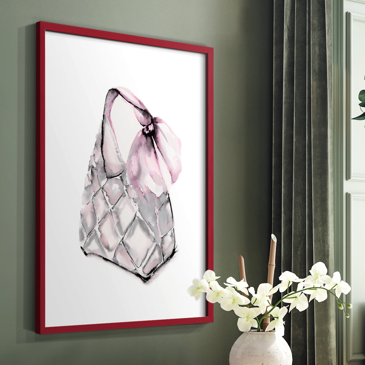Quilted Hobo in Red Solid Wood 11 x 14 Framed Print