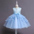 thumbnail image 4 of BRGZLK Girl's Formal Dress Embroidered Floral Sleeveless Round Neck Tiered Tulle Dresses Wedding Flower Girl Dresses Kids Party Festival Dress Blue 2-3 Years, 4 of 5