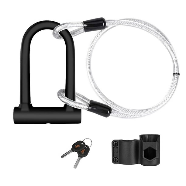 Combination U-Lock With Cable For Bicycle – Anti-Theft Alarm, Weatherproof, Black, Medium-984113