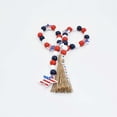 thumbnail image 6 of Wood Bead Garland with American Flag and Rustic Tassels, Farmhouse Wall Hanging Prayer Beads Patriotic American Independence Day 4th of July Ornaments for Home Decor, 6 of 6