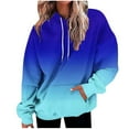 thumbnail image 2 of Fanxing Teen Girl Sudaderas Oversized Hoodie for Women Gradient Drawstring Hooded Pullover Sweatshirts Fall Winter Preppy Clothes Dark Blue M, 2 of 5