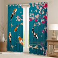 thumbnail image 2 of jejeloiu Rustic Cherry Blossom Curtains Pack of 2 (42x84 Each),Japanese Style Fish Curtains Blackout,Cyan Pink Bedroom Curtains For Kids,Luxury Bedroom Decor, 2 of 6