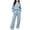 Sky Blue #661, variant on Women's 2 Piece Lounge Set Quarter Zip Pullover and Wide Leg Pants, Casual Fall Matching Outfit with Drawstring Waist and Pockets Tracksuit, 2XL