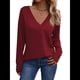thumbnail image 1 of Camisa de Larga para Mujer, Atuendos de Otoño, Ropa Informal Elegante, Blusa Tipo Túnica con Cuello en V y Botones. Vino Tinto XL, 1 of 8