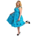 thumbnail image 5 of Miss Lavish London Women's Plus Size Dresses Retro Floral Rockabilly 40s and 50s Vintage Fashion [GALAXY-TURQ-20], 5 of 5
