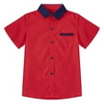 thumbnail image 3 of YONGHS Boys Short Sleeve Button Down Blouse Shirts Formal Tops School Uniform Red 7-8, 3 of 7