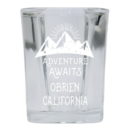 

Obrien California Souvenir Laser Engraved 2 Ounce Square Base Liquor Shot Glass 4-Pack Adventure Awaits Design