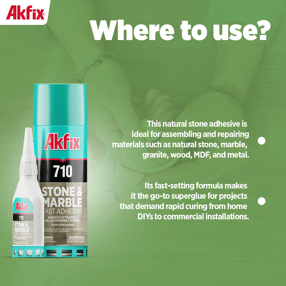 Akfix 710 Stone and Marble Fast Adhesive with Activator-2 Pack