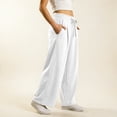 thumbnail image 5 of Tqcoqu Women's Wide Leg High Waist Sweatpants,Drawstring Elastic Solid Loose Casual Athletic Long Pants with Side Pockets, 5 of 6