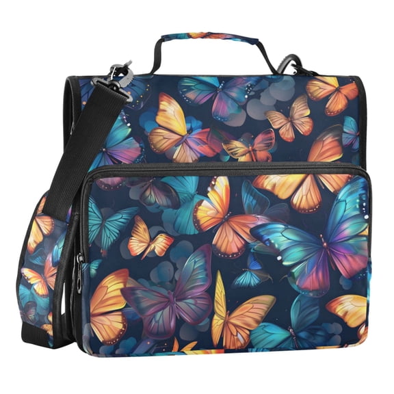 ALAZA Zipper Binder Butterflies Beautiful 3 Ring Trapper Keeper File Folder Organizer Bag