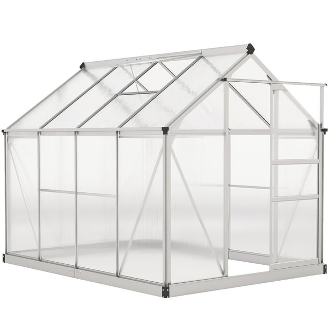 Outsunny Greenhouse, Walk-In Hot House, Clear PC Board with Sliding Door