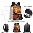 thumbnail image 6 of Uourmeti Floral Lion Portrait Print Smooth Zippers Backpack for Camping Travel, Stylish Spacious Storage School Backpack Side Mesh Pockets Student Bookbag, 6 of 6