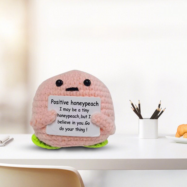 Patata Positiva Divertida Juguete de patata de punto con tarjeta positiva, muñecas de ganchillo inspiradoras, regalos para animar