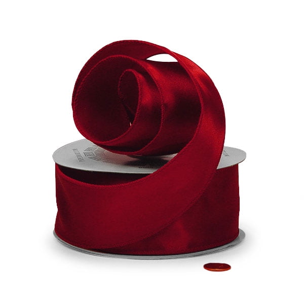 Red Satin Wired Ribbon 1 1/2" X 25 Yards by Paper Mart
