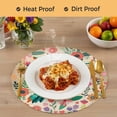 thumbnail image 4 of Turquoise Birds Round 13 Inch Placemats Set of 8, Retro Farmhouse Colorful Flowers Herbs HeatResistant Non Slip Place Mats for Dining Table, Wipeable Braided Kitchen Table Mats for Housewarming, 4 of 9